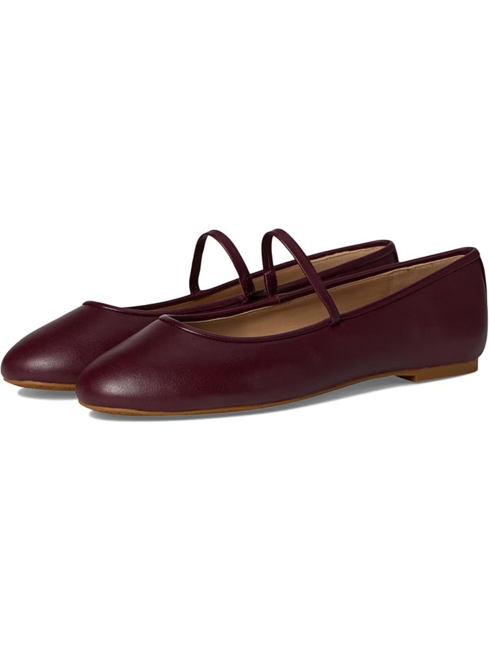 Ralph Lauren Leather Classic Mary Jane Ballet Flats in Burgundy